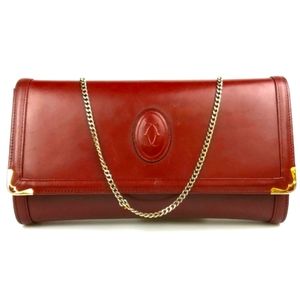 CARTIER BAG SHOULDER BAG LEATHER DARK RED